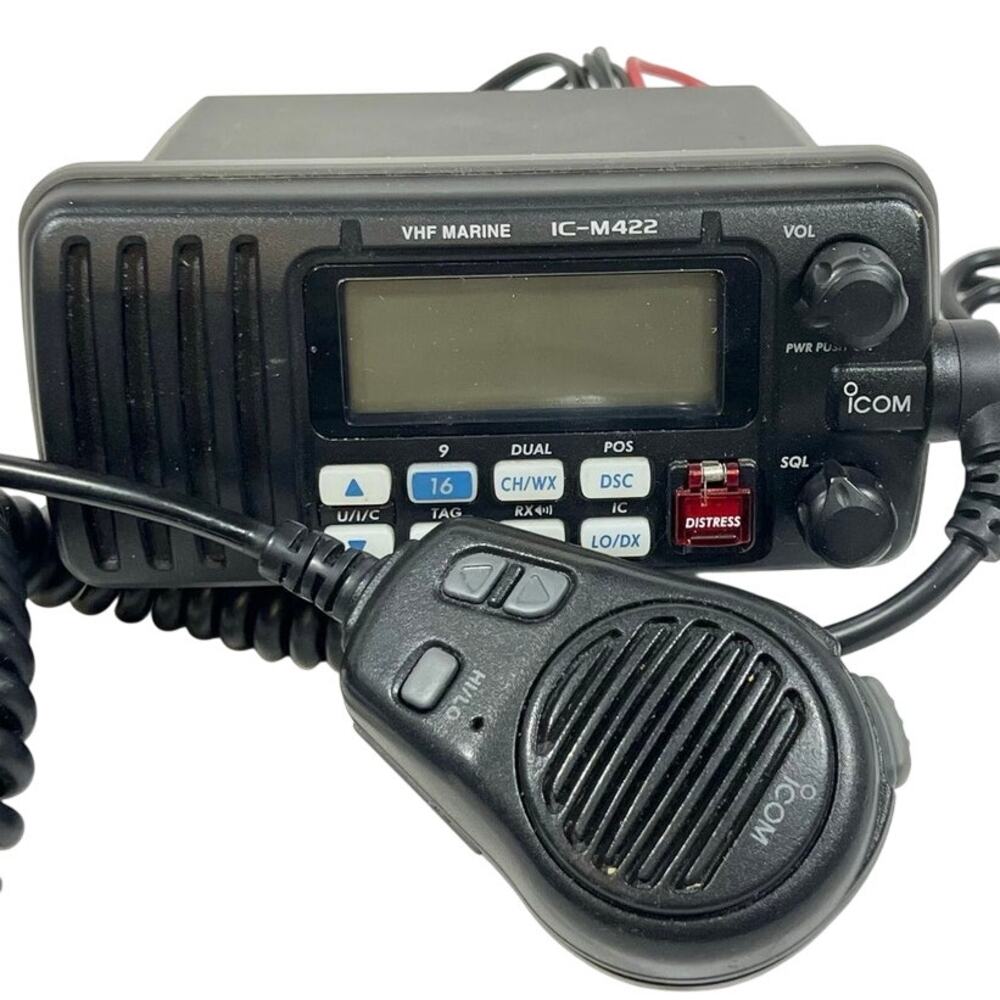 Icom IC-M422 VHF Marine Radio Transceiver Fixed Mount Hand Mic Black Not Tested